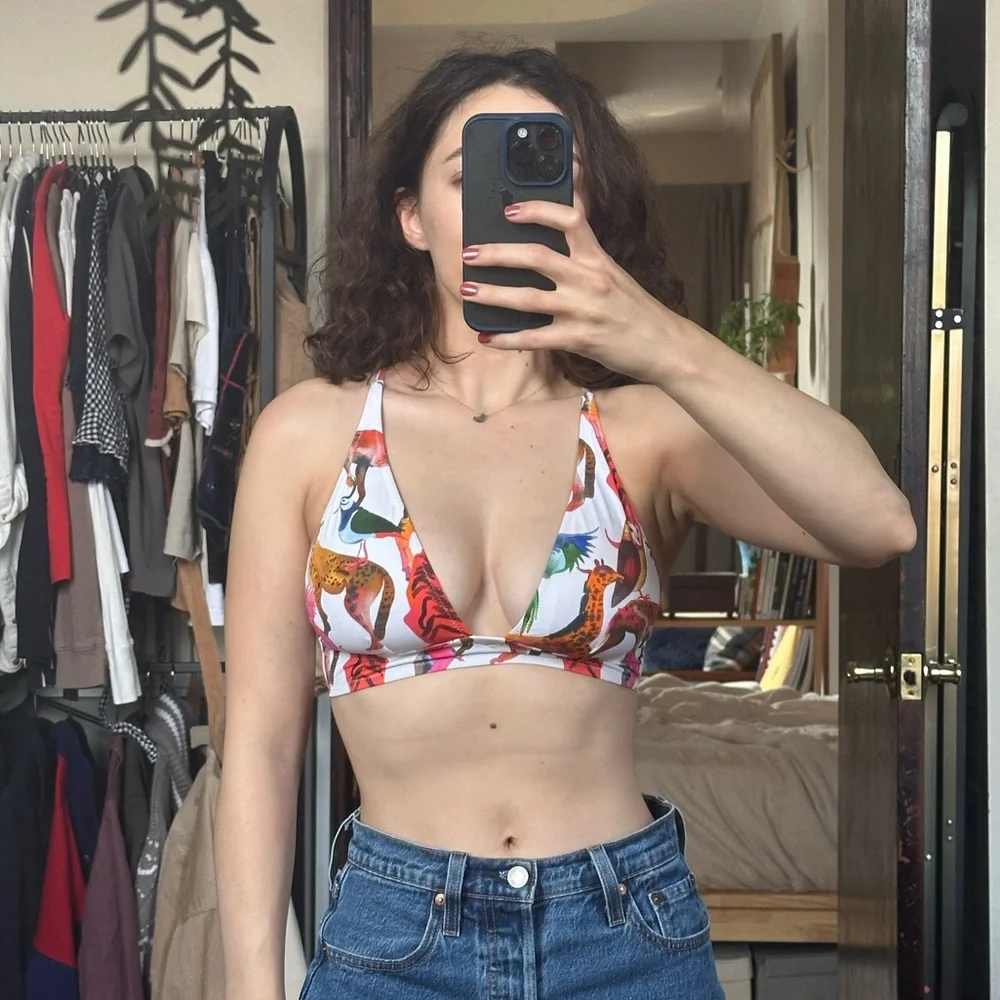 J CREW Animal Print Swim Top SMALL - Picture 5 of 6